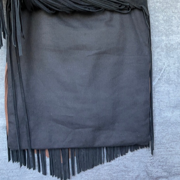 Ella Moss M/L Fringed Suede Leather Tote/handbag Black boho bag - Picture 8 of 16